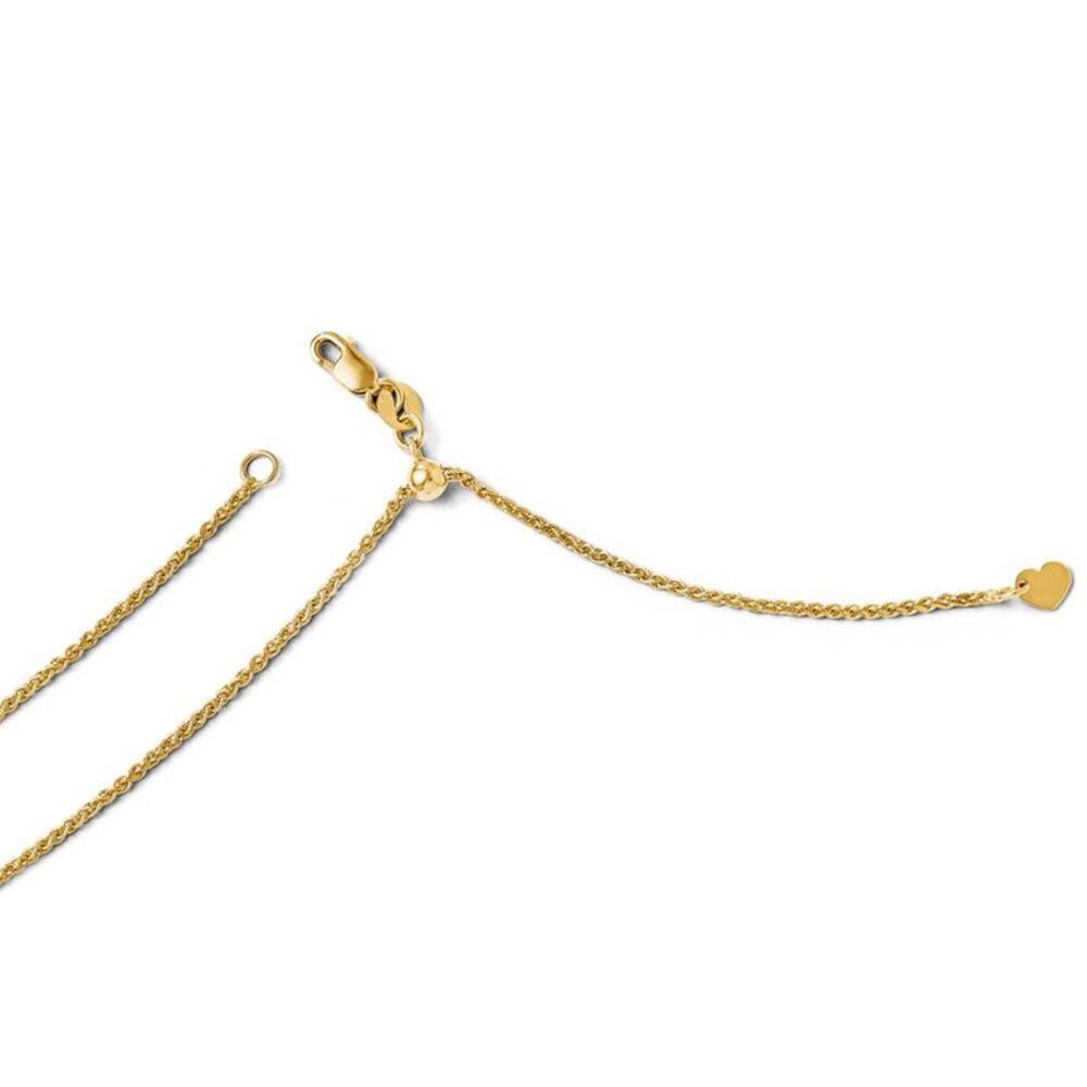 1.4mm 14k Yellow Gold Adjustable Solid Wheat Chain Necklace, 22 Inch